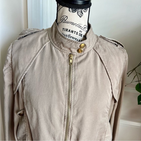 Anthro Daughters of the Liberation Fly Me Away Anorak Bomber Jacket Tan Sz M - Picture 3 of 16
